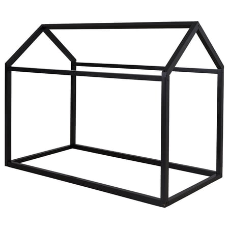 Twin Bed Frame with House Shaped Design Black - Saltoro Sherpi