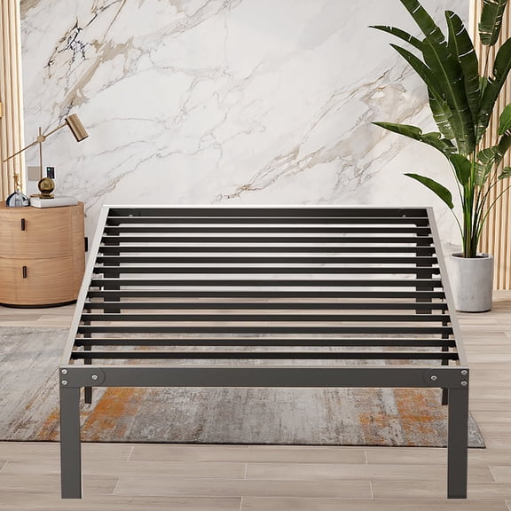 Twin Bed Frame with Storage, No Box Spring Needed, Twin Platform Bed Frame Metal Slats Support, Easy Assembly