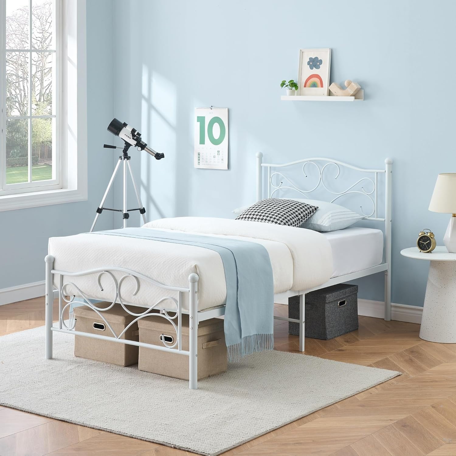 Twin Bed Frames, Twin Size Bed Frame with Headboard, Heavy Duty ...