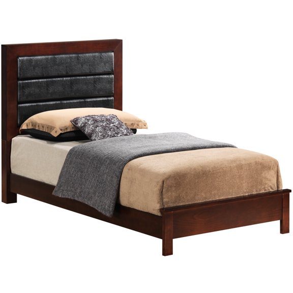 Twin Bed In Alluring Cherry Finish - Provides A Spacious Sleeping Option And Rest