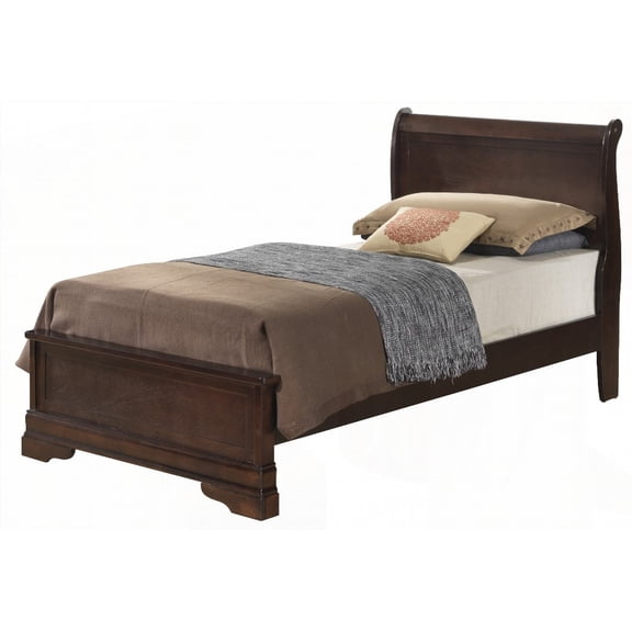 Twin Bed | Panel Sleigh Design with Wood Trim