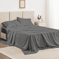 thumbnail image 1 of Twin Bed Sheet Set 3 Piece, Hotel Luxury Super Soft 1800 Series Microfiber Bed Sheets Set, Wrinkle Free Breathable, Up to 16" Deep Pockets Sheets, Dark Grey, 1 of 9