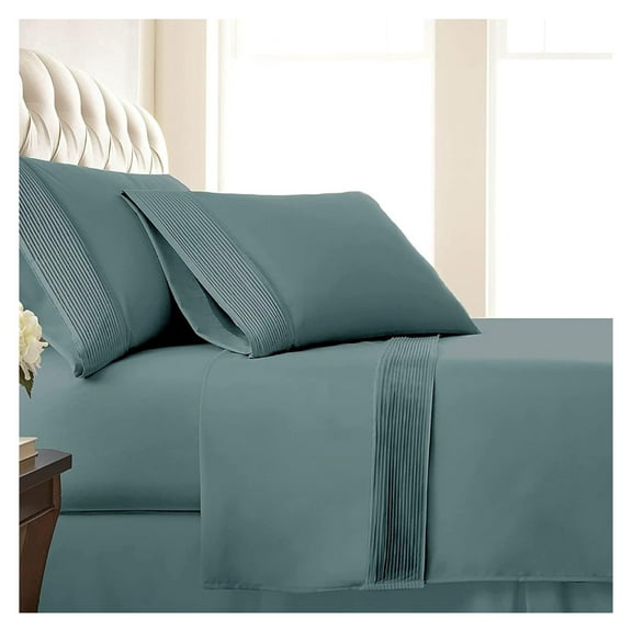 Twin Bed Sheets 3-Piece Set | 21" Extra Deep Pocket Sheets with 1 Pillowcase | Hotel Luxury Quality | Shrinkage Free Bedsheet | Microfiber Bedsheets | Steal Blue (Teal)