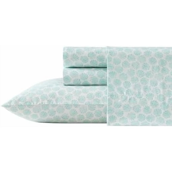 - Twin Bed Sheets, Cotton Percale Bedding with Matching Pillowcase, Crisp & Cool Bed Set with Deep Pocket, Oeko-Tex Certified, Dorm Essentials (Margate Shells Blue)