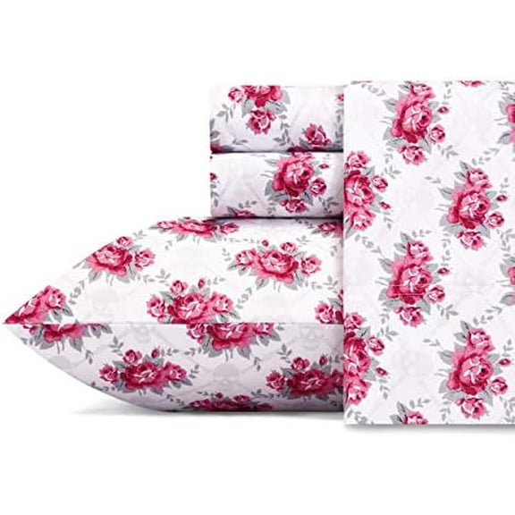 - Twin Bed Sheets, Soft Bedding with Matching Pillowcase, Fade & Wrinkle Resistant, Lightweight for Year Round Use, Dorm Essentials (Skull Rose Trellis)