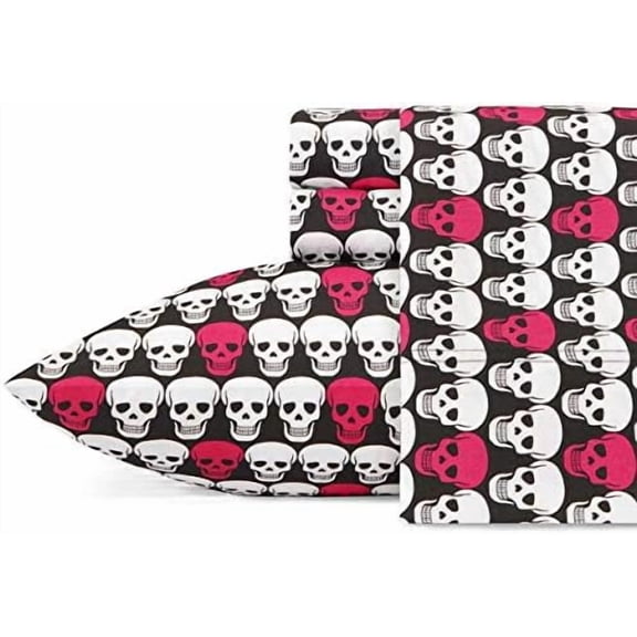 - Twin Bed Sheets, Soft Bedding with Matching Pillowcase, Fade & Wrinkle Resistant, Lightweight for Year Round Use, Dorm Essentials (Skulls)
