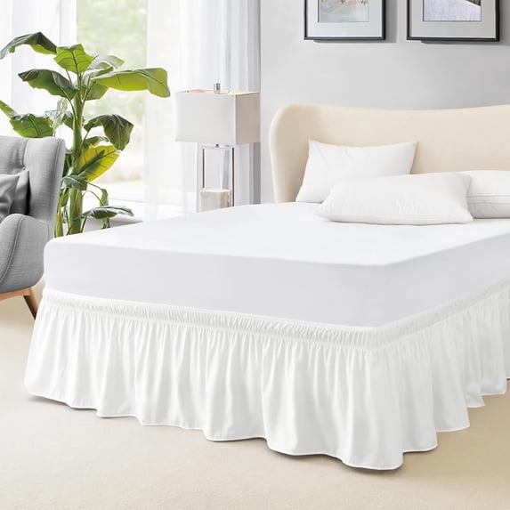 Drop Off Point Hotel Twin Bed Skirt Elastic Wrap Around with 15-Inch Tailored Drop, Hotel ...