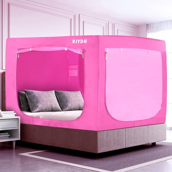 Twin Bed Tent with 80% Blackout and 3 Doors, Pink