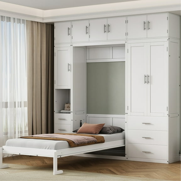 Twin Bed With Lockers And Shelf Space - Maximize Storage In White Drawers Save Ease