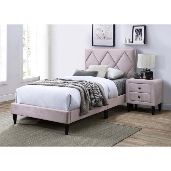 Twin Bed with Foam Filler - Adjustable Headboard for Personalized Comfort - Bedroom Setup - Stable 12 - Slat System