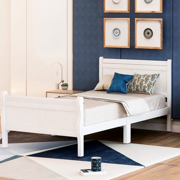 Twin Bed with Headboard/Footboard - Solid Wood, Good for Guest Stays