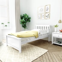 Twin Bed with Single Guard Rail, White