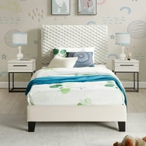 Twin Bedroom : 3d Upholstered Bed And Modern Nightstand Piece Configuration: With Stylish Design
