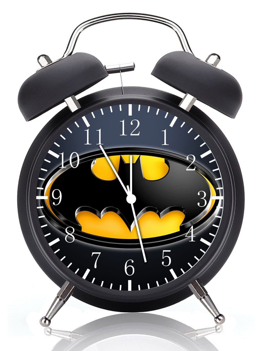 Twin Bell Batman Alarm Clock with Night Light Quite Silent Non-Ticking 4 Inches Glass Face - Great for Decor  Best Gift Ideas G204