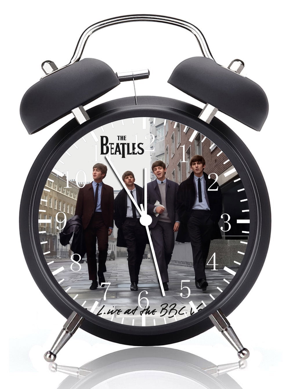 Twin Bell Beatles Alarm Clock with Night Light Quite Silent Non-Ticking 4 Inches Glass Face - Great for Decor  Best Gift Ideas G80