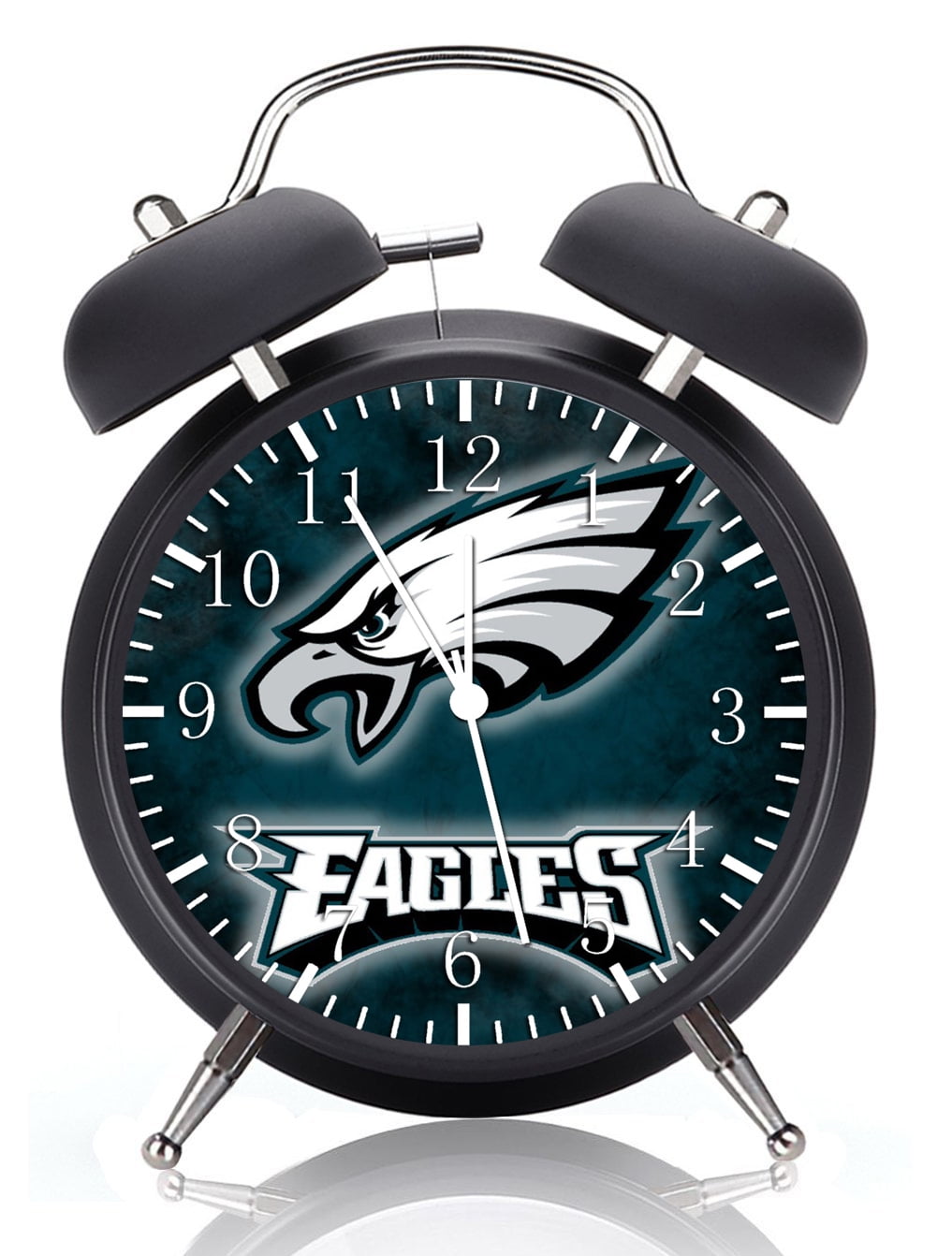 Twin Bell Eagles Alarm Clock with Night Light Quite Silent Non-Ticking 4 Inches Glass Face - Great for Decor  Best Gift Ideas E419