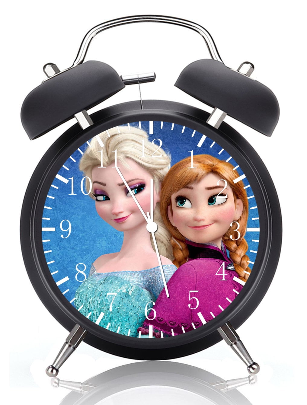 Twin Bell Frozen Alarm Clock with Night Light Quite Silent Non-Ticking 4 Inches Glass Face - Great for Decor  Best Gift Ideas W475