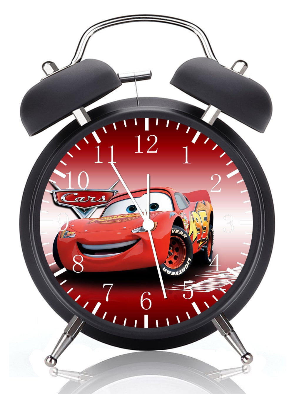 Twin Bell McQueen Alarm Clock with Night Light Quite Silent Non-Ticking 4 Inches Glass Face - Great for Decor  Best Gift Ideas F59