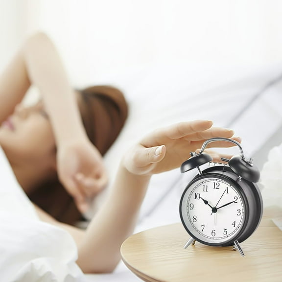 Twin Bell Metal Clock Black | Silent Non-Ticking Quartz | Nightlight Feature | Easy to Read Dial | Portable Handle | 4.56x2.08x6.30in | Battery Powered | Adults & Seniors | Home Office Travel