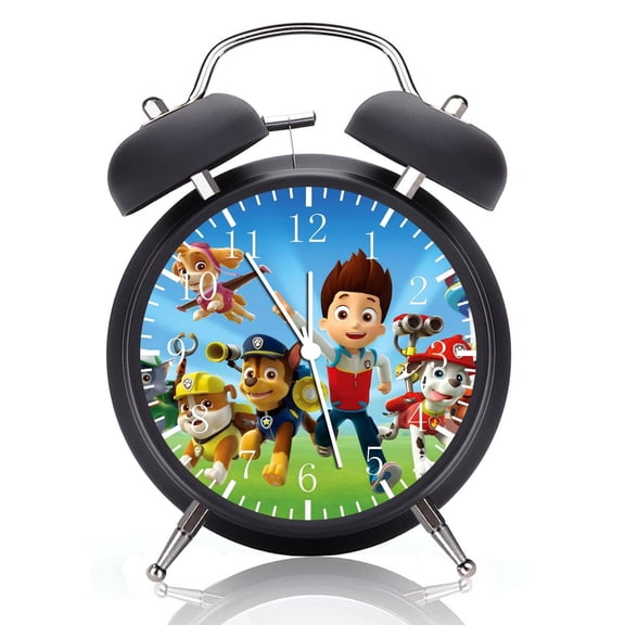 Twin Bell Paw Patrol Alarm Clock with Night Light Quite Silent Non-Ticking 4 Inches Glass Face - Great for Decor Best Gift Ideas E45