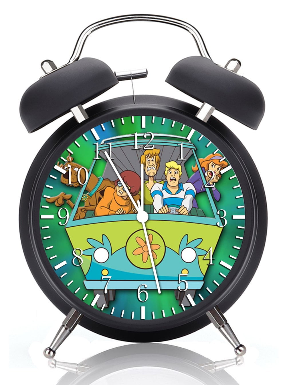 Twin Bell Scooby Alarm Clock with Night Light Quite Silent Non-Ticking 4 Inches Glass Face - Great for Decor  Best Gift Ideas G05