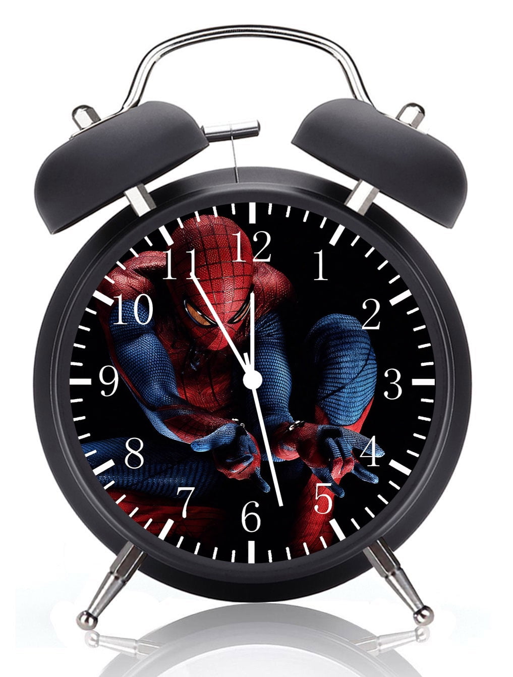 Twin Bell Spider Alarm Clock with Night Light Quite Silent Non-Ticking 4 Inches Glass Face - Great for Decor  Best Gift Ideas Y26