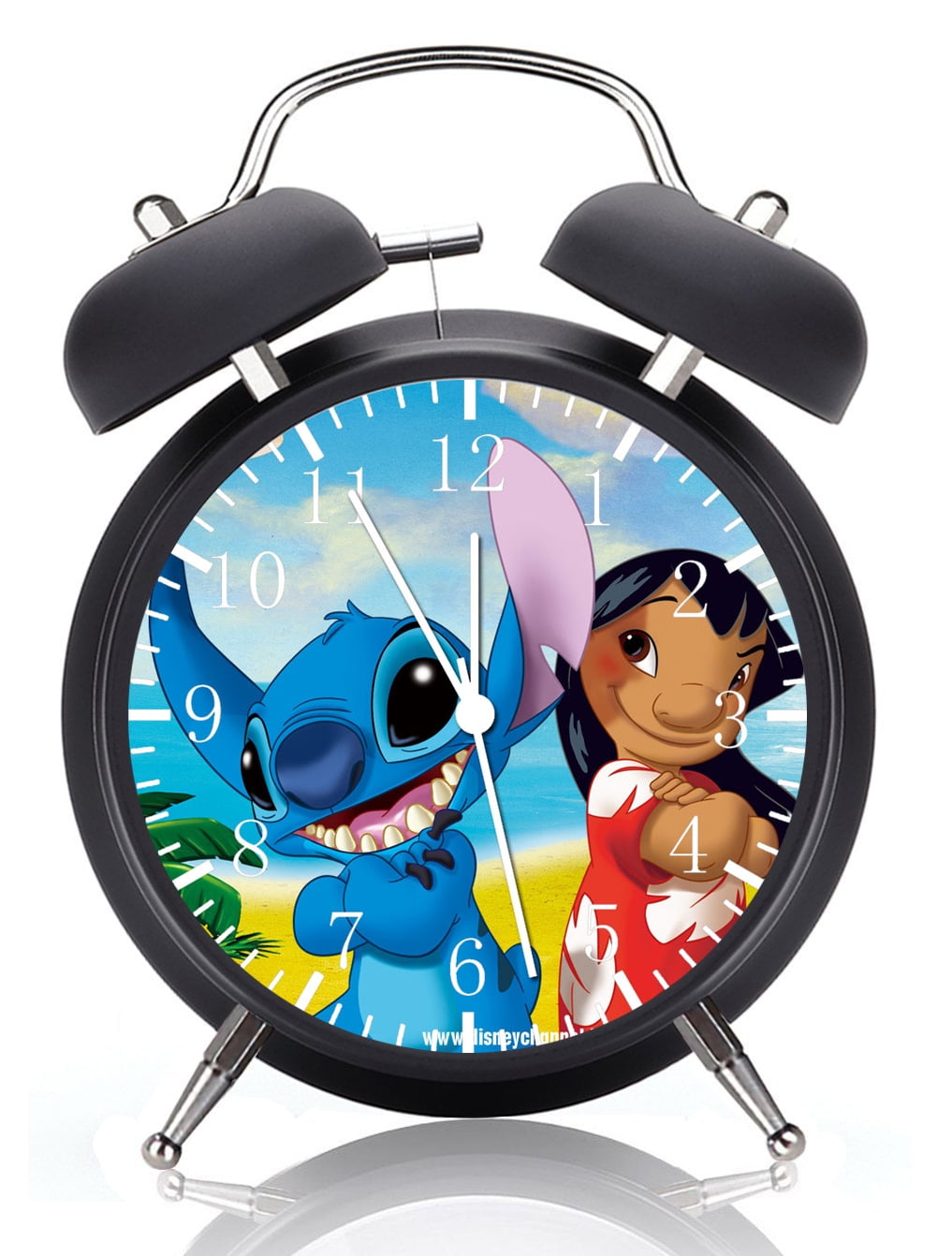 Twin Bell Stitch Alarm Clock with Night Light Quite Silent Non-Ticking 4 Inches Glass Face - Great for Decor  Best Gift Ideas E155