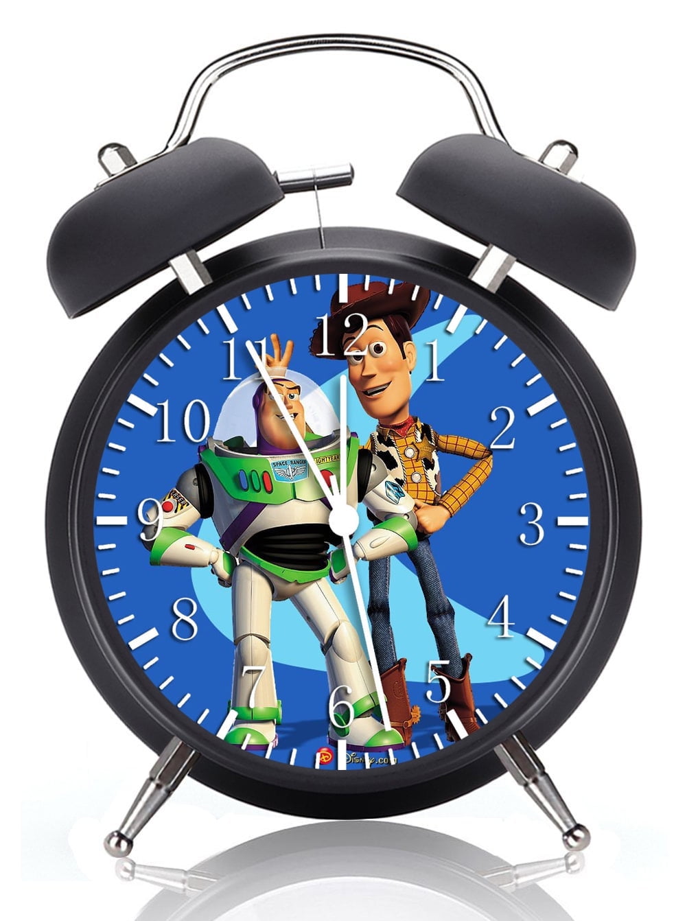 Twin Bell Woody Buzz Alarm Clock with Night Light Quite Silent Non-Ticking 4 Inches Glass Face - Great for Decor  Best Gift Ideas W32