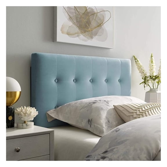 Twin Biscuit Tufted Performance Headboard, Light Blue