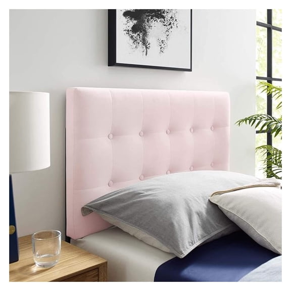 Twin Biscuit Tufted Performance Headboard, Pink