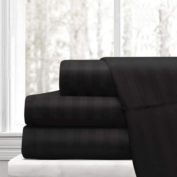 Twin, Black Stripes, Bed Sheets Set, Hotel Luxury 300-Thread-Count Quality Platinum Collection Bedding Set, Deep Pockets, Sheet & Pillow Case Set