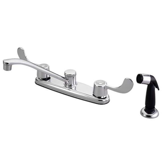 Twin Blade Handles 8 Inch Kitchen Faucet - Polished Chrome Finish