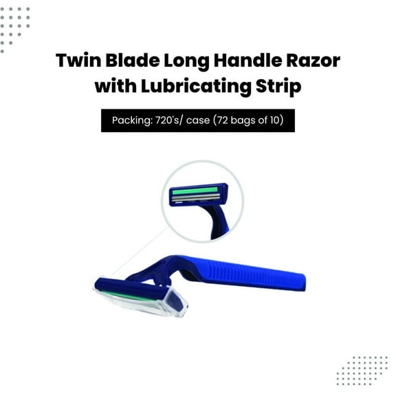 Twin Blade Long Handle Razor with Lubricating Strip FreshScent 720's units/cs
