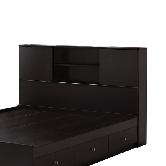 Twin Bookcase Headboard with 2 Sliding Doors Red Cocoa - Saltoro Sherpi