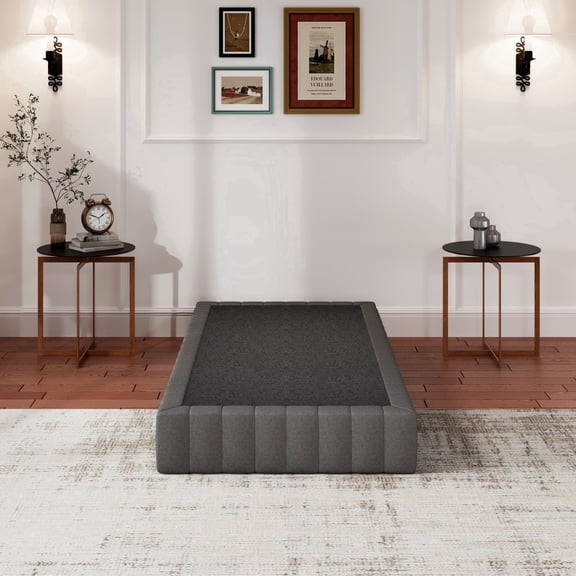 Twin Size 9-inch Box Spring, Thickened Soft Cloth Cover, Black Heavy-Duty Metal Structure, Easy To Assemble