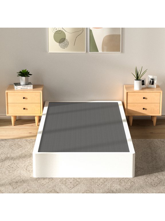 Twin Box Spring with Cover 9 Inch Low Profile Box Spring Only Twin Metal Box Spring for Twin Bed Frames Extra Thick Twin Spring Box Bed Base Non-Slip,Easy Clean