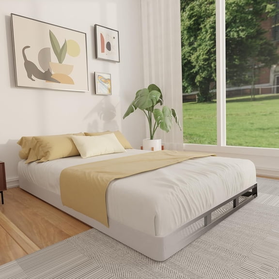 Twin Box Spring - Low Profile Box Spring, Heavy Duty Mattress Foundation Metal Bed Base with Fabric Cover, Noise Free, Easy Assembly, Non-Slip