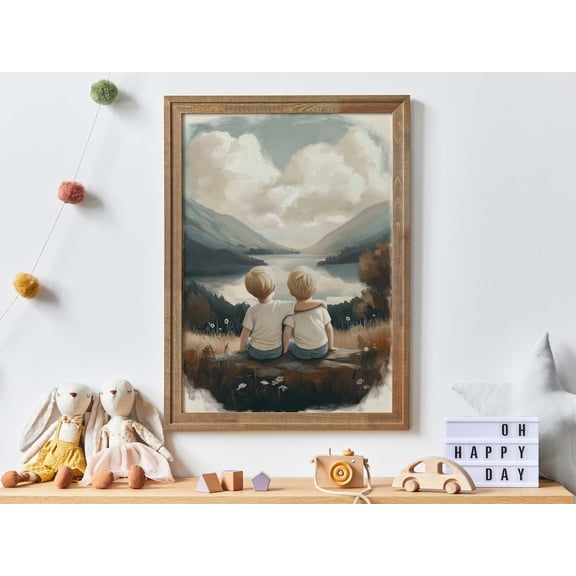 Twin Boy Nursery Decor Twin Brother Adventure Wall Art, Unframed Paper Poster 8x10in