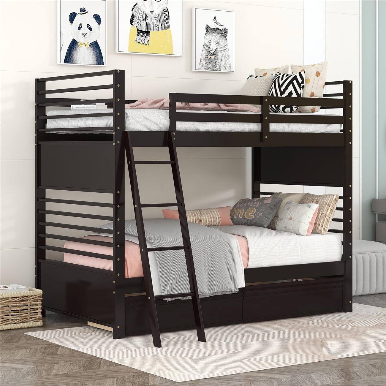 Detachable twin bunk clearance beds