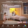 thumbnail image 1 of Twin Bunk Bed with 8 Storage Drawers, Twin Over Twin Size Metal Bunk Beds with Charging Station & LED Lights & Storage Headboard & Safety Guardrail & Ladder, White, 1 of 9
