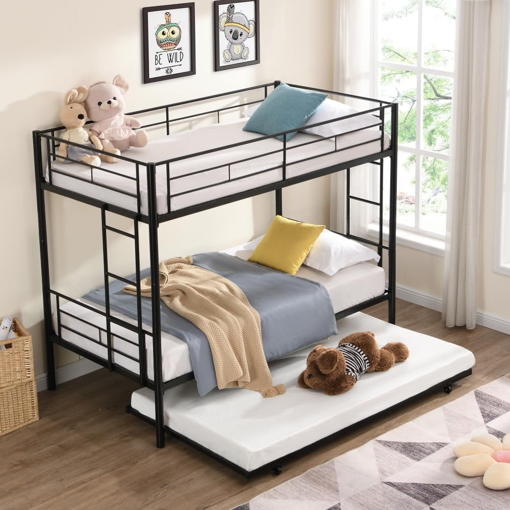 Twin Bunk Bed Frame Metal Twin Over Twin Bunk Beds for Kids, Sturdy