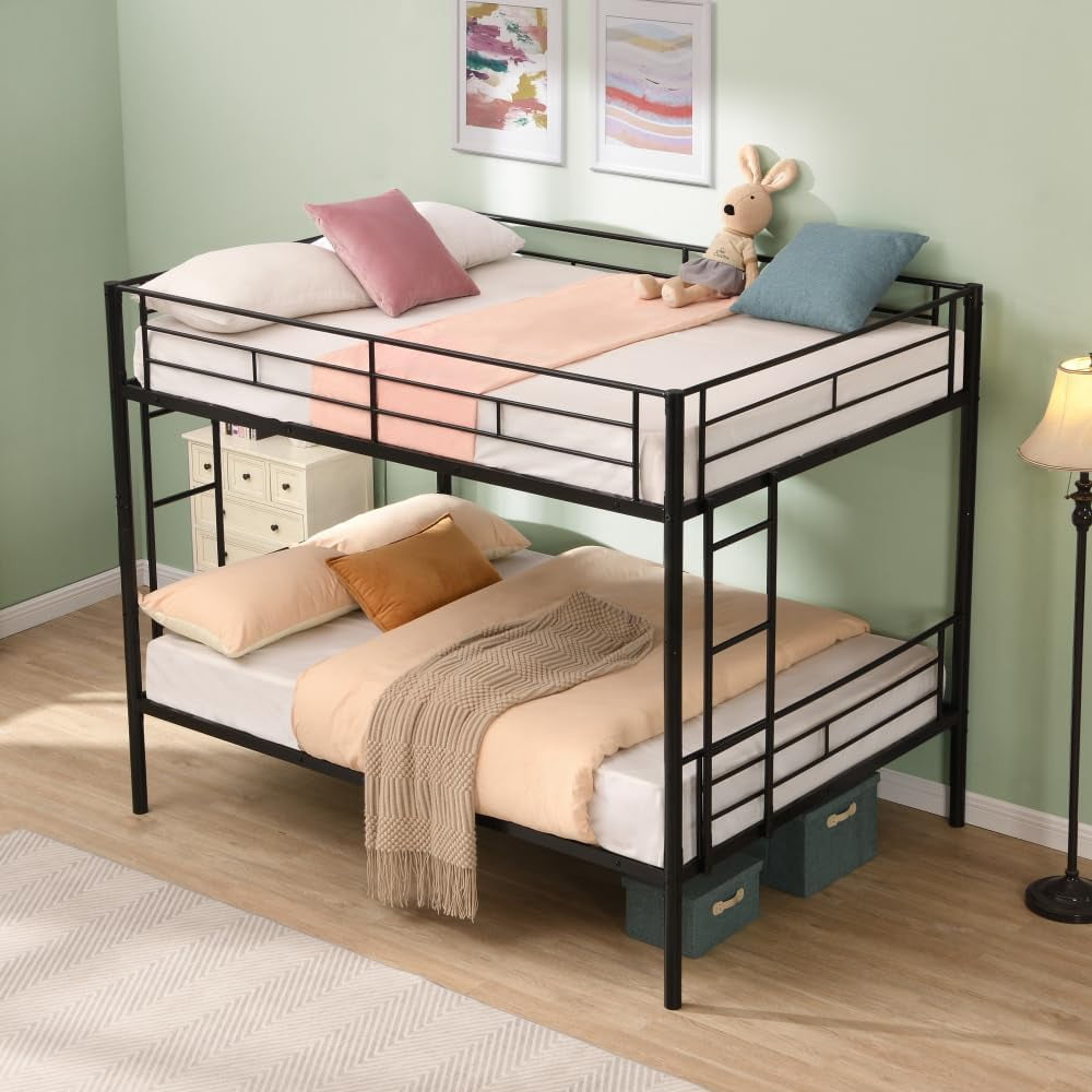 Twin Bunk Bed Frame Metal Twin Over Twin Bunk Beds for Kids, Sturdy ...