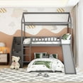 thumbnail image 1 of Twin Bunk Bed with Slide, Twin Over Twin Bunk Bed with Stairs, House Bunk Bed with Slide and Stairs, Wood Slats Support Bed Bedroom Furniture, No Box Spring Needed, Gray, 1 of 7