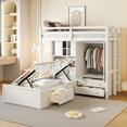 thumbnail image 1 of Twin Bunk Bed with Drawers, Wardrobe, Storage Shelves and Hydraulic Bed,White, 1 of 9