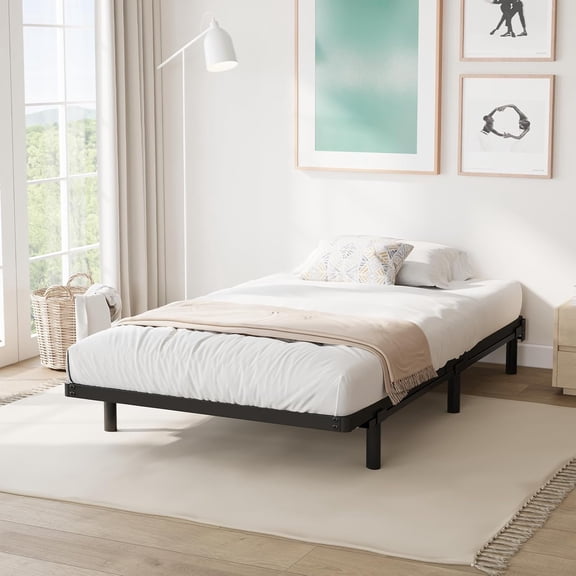 Twin Bunkie Board - 2 Inch Low Profile Box Spring with Steel Slats, Noise-Free Mattress Foundation, Sleek Black Finish