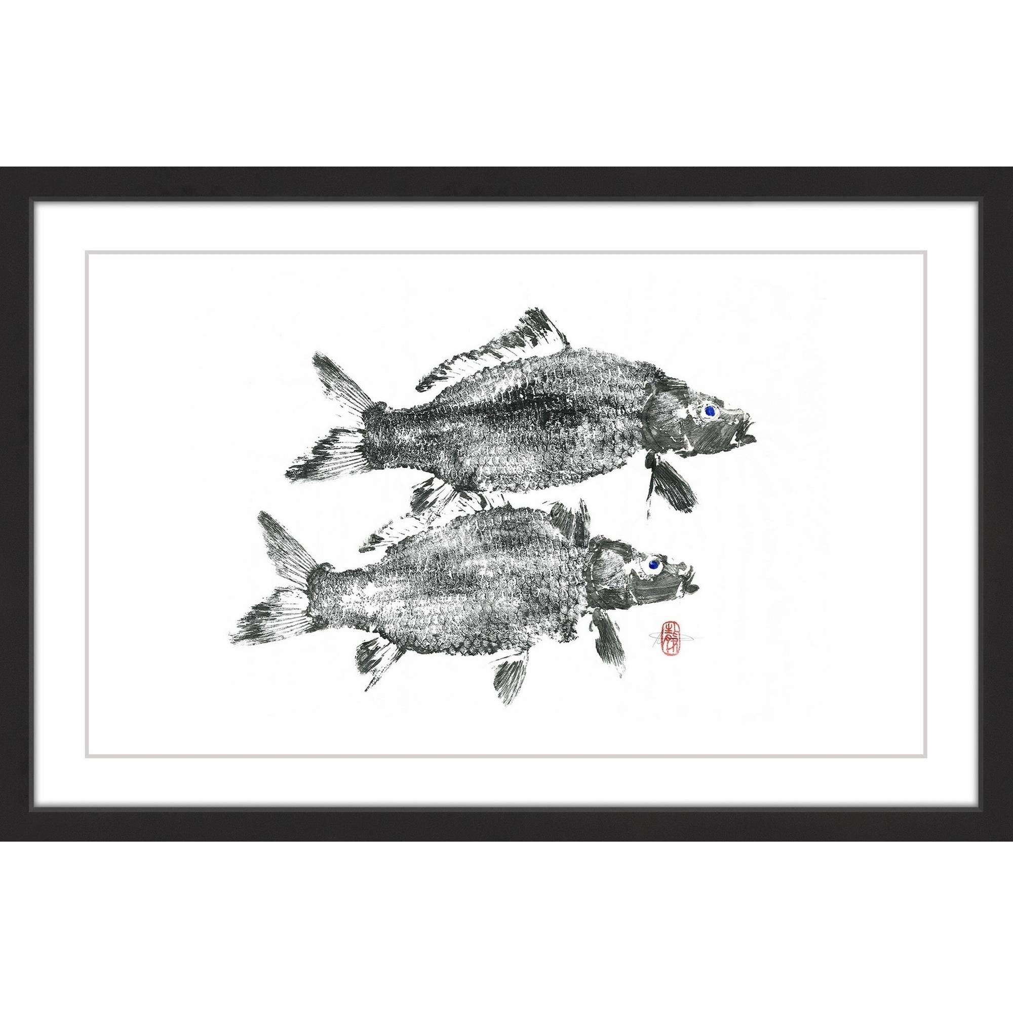 "Twin Carps" Framed Painting Print