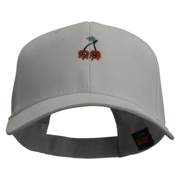 Twin Cherries Embroidered Low Profile Structured Cap - Grey OSFM