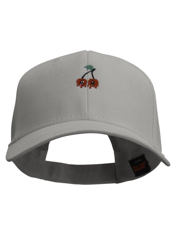 Twin Cherries Embroidered Low Profile Structured Cap - Grey OSFM