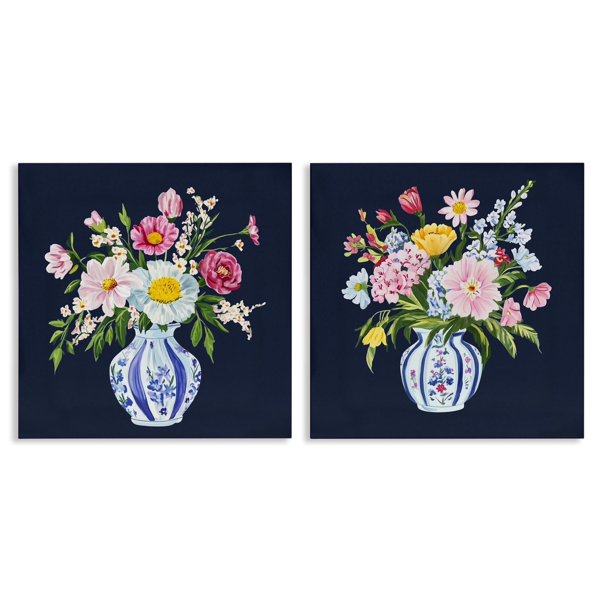Twin Chinoiserie Vases 2 Piece Canvas Wall Art Set, design by Yen