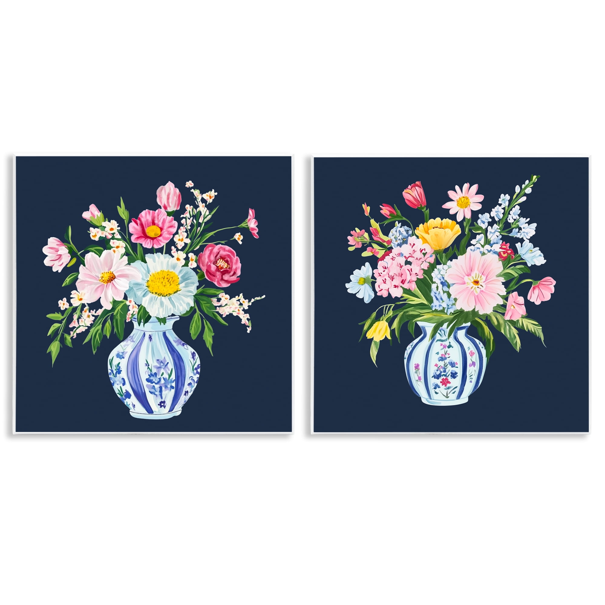 Twin Chinoiserie Vases 2 Piece Wall Plaque Art Set, design by Yen